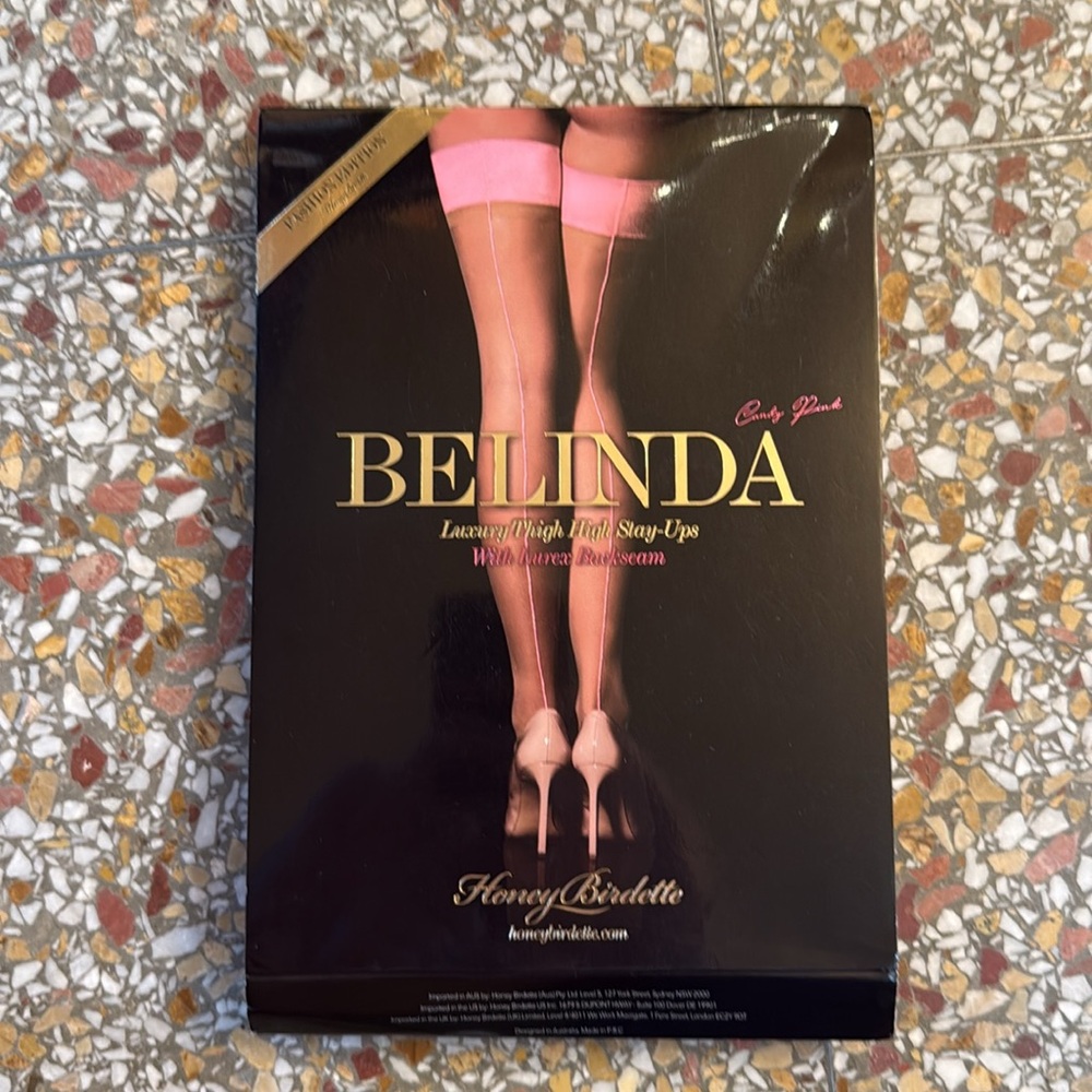 Honey Birdette Candy Pink Belinda Luxury Thigh High Stay Ups w/Lurex Backseam